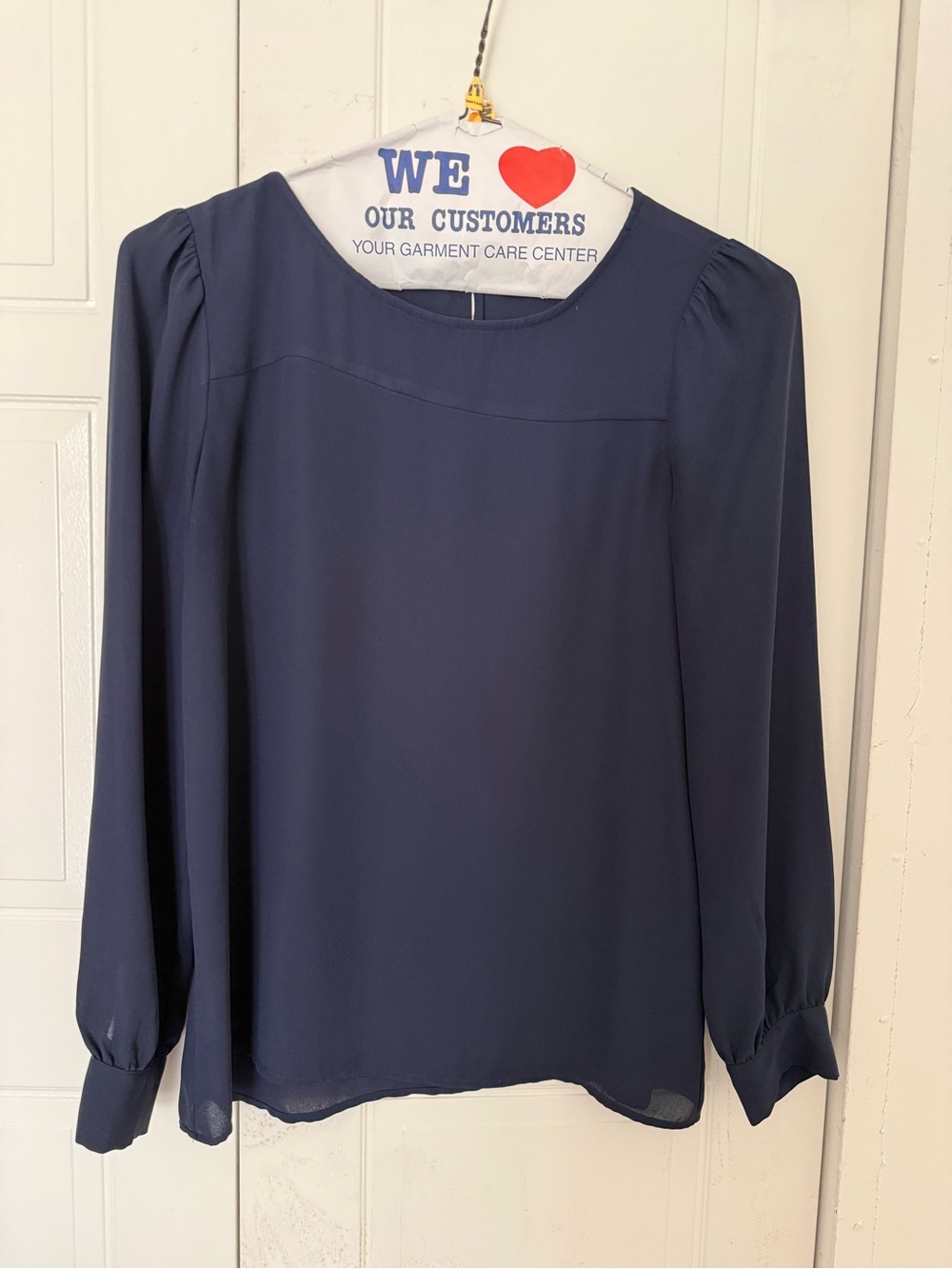 J. Crew Navy Long-Sleeve Crewneck Blouse